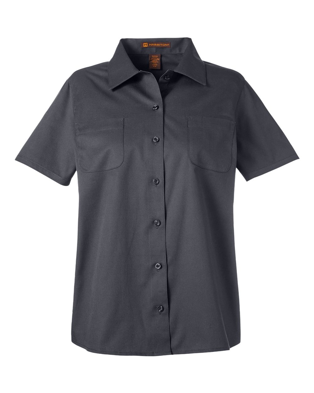 Front View of Dark Charcoal Women's Advantage IL Short Sleeve Dress Shirt - M585W