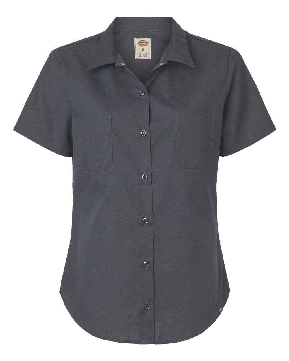 Front View of Dark Charcoal Women's Industrial Short Sleeve Work Shirt - 5350