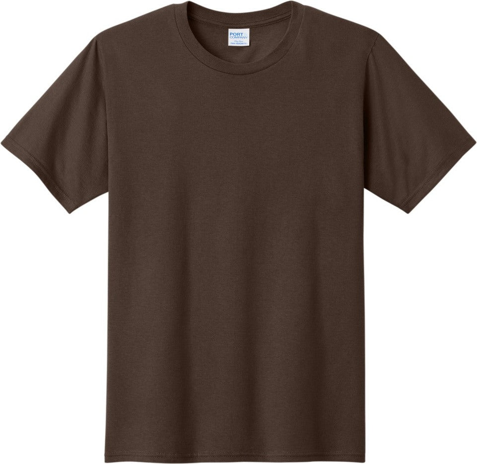 Front View of Dark Choc Brn Port & Co Fan Favorite Tee. PC450