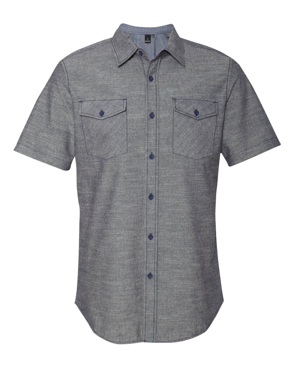 Dark Denim Chambray Short Sleeve Shirt - 9255