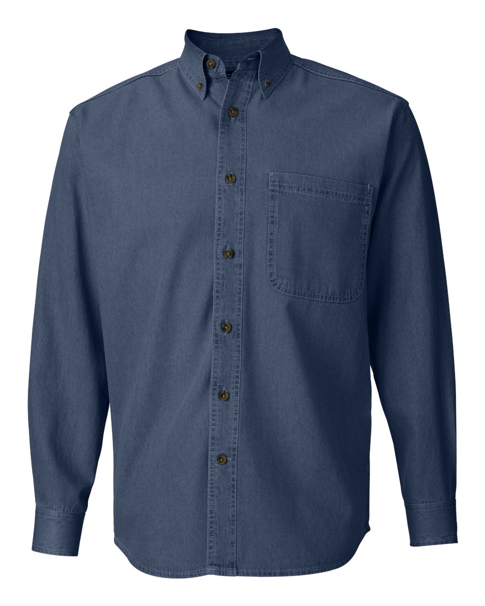 Front View of Dark Denim Denim Shirt Tall Sizes - 7211