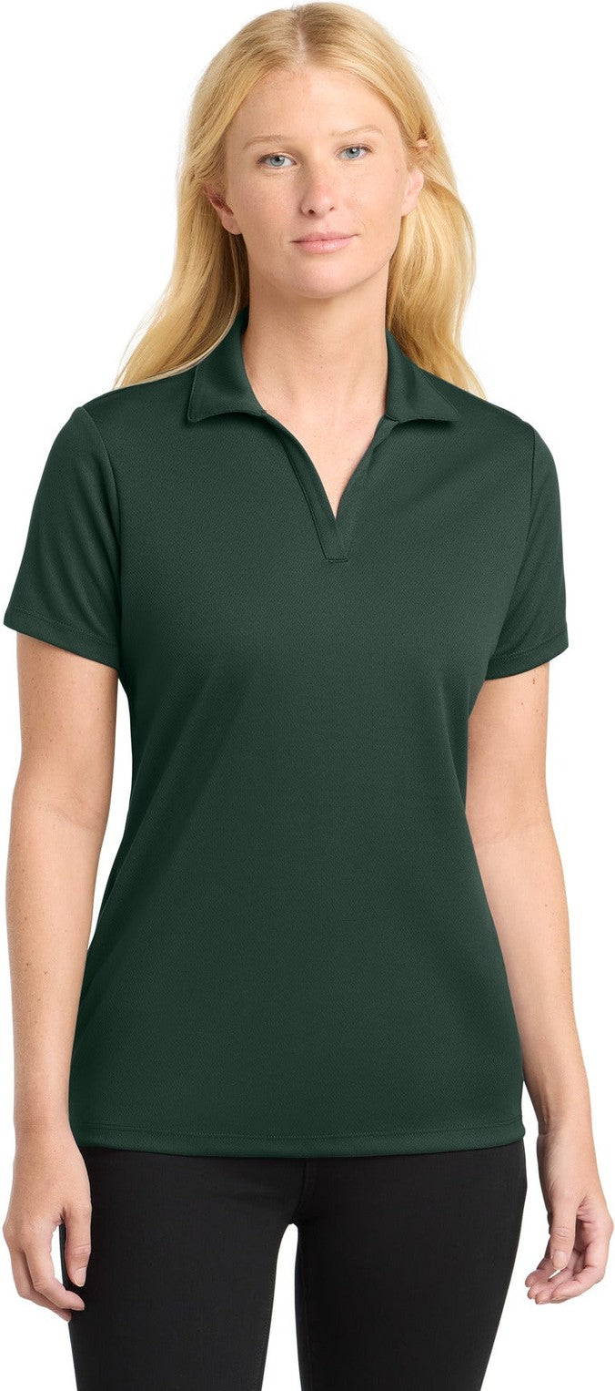 Front View of Dark Forest Gn Sport-Tek Women's PosiCharge RacerMesh Polo. LST640