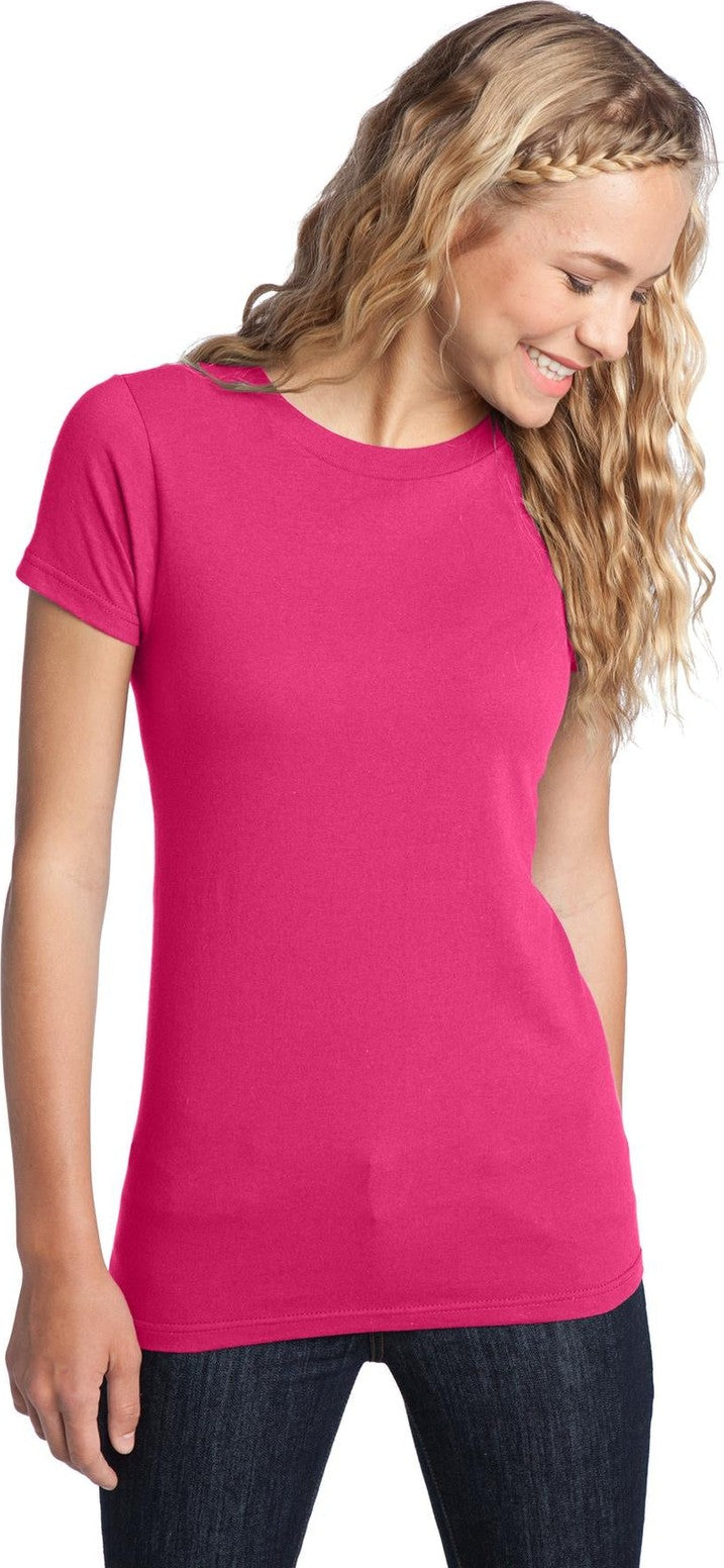 Front View of Dark Fuchsia District Women's Fitted The Concert Tee DT5001