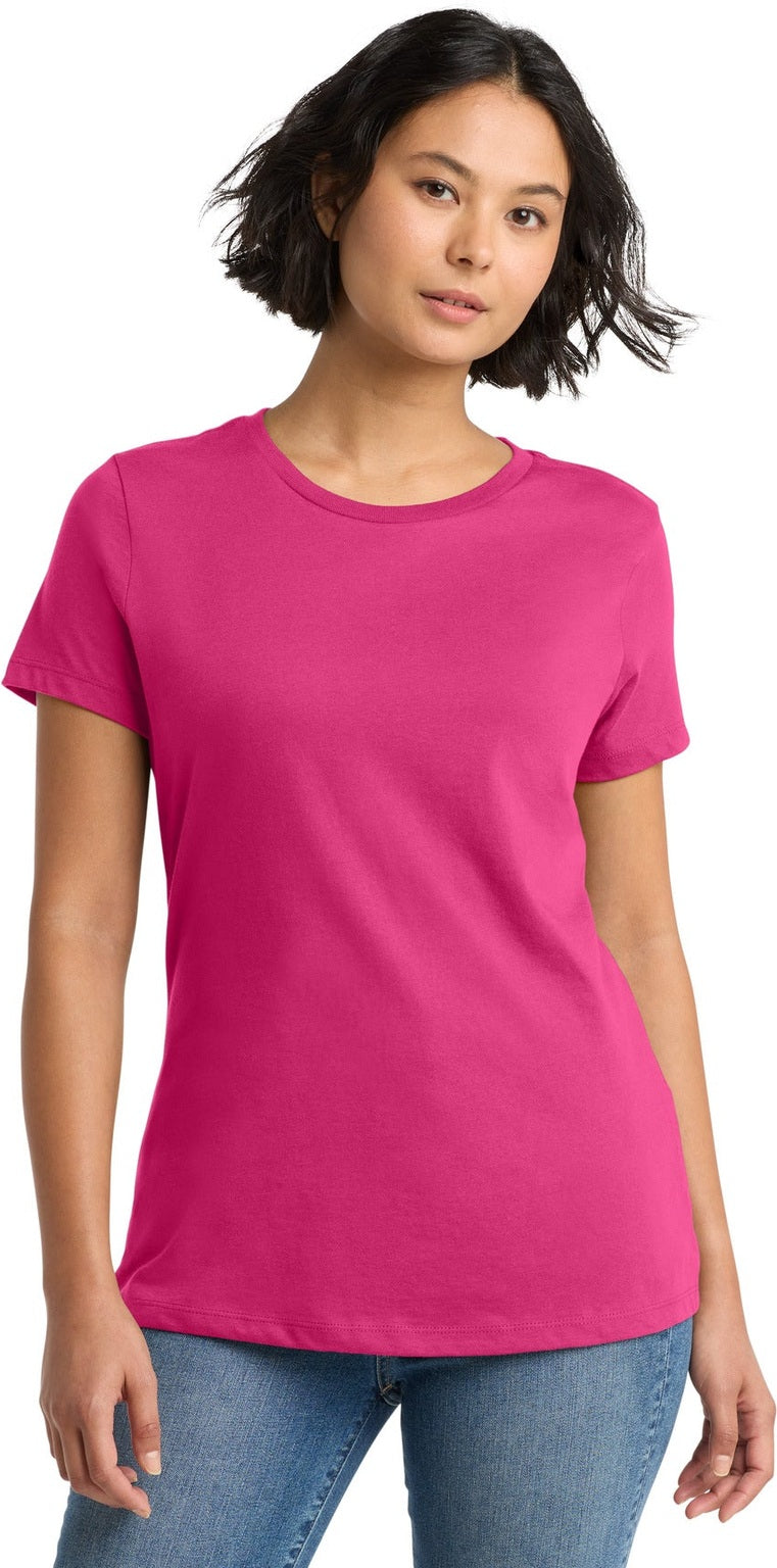 Front View of Dark Fuchsia District Women's Perfect Weight Tee. DM104L