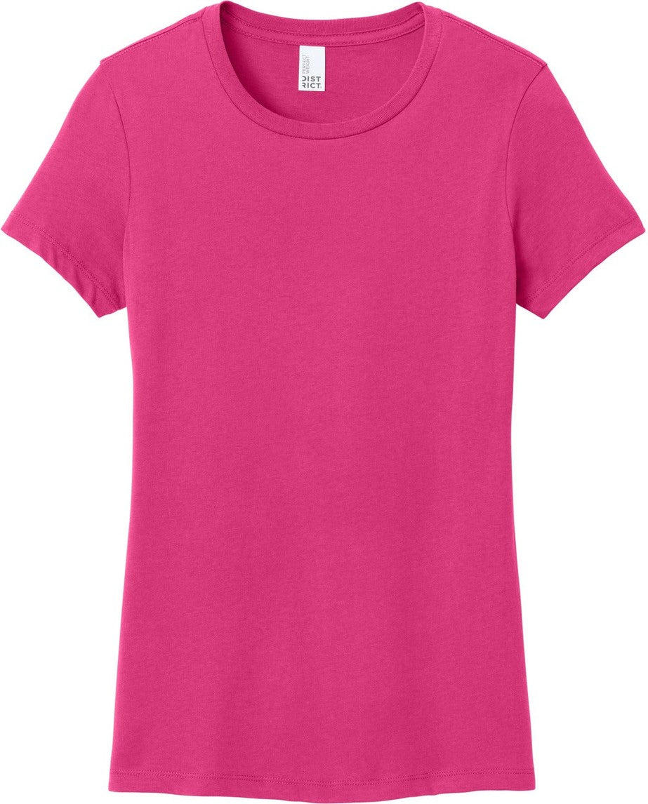 Front View of Dark Fuchsia District Women's Perfect Weight Tee. DM104L