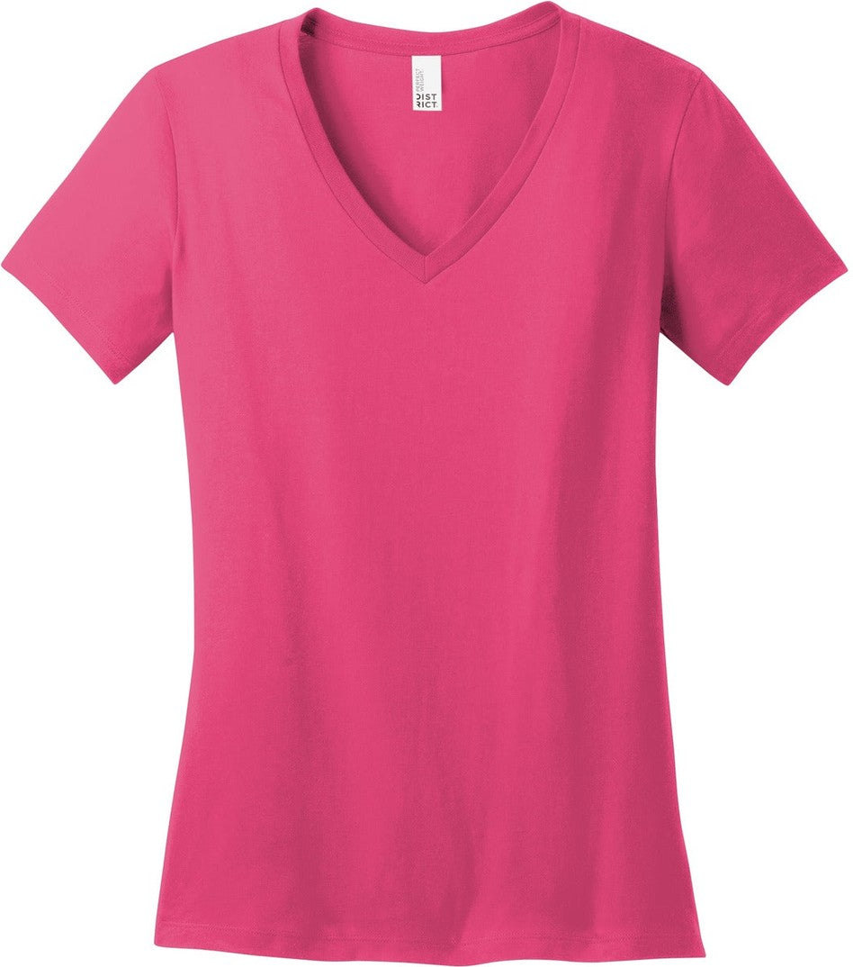 Front View of Dark Fuchsia District - Women's Perfect Weight V-Neck Tee. DM1170L