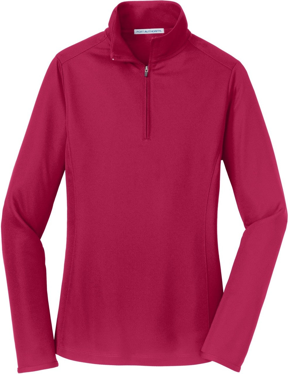 Front View of Dark Fuchsia Port Authority Women's Pinpoint Mesh 1/2-Zip . L806