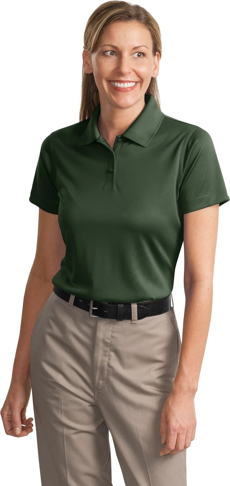 Front View of Dark Green CornerStone Women's Select Snag-Proof Polo. CS413