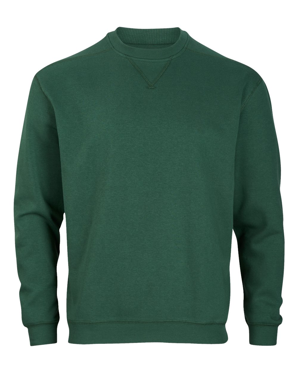 Front View of Dark Green Fleece Crew Pullover - BM5101