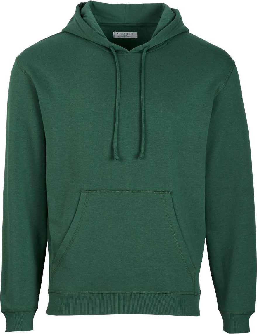 Front View of Dark Green Fleece Hooded Pullover - BM5302