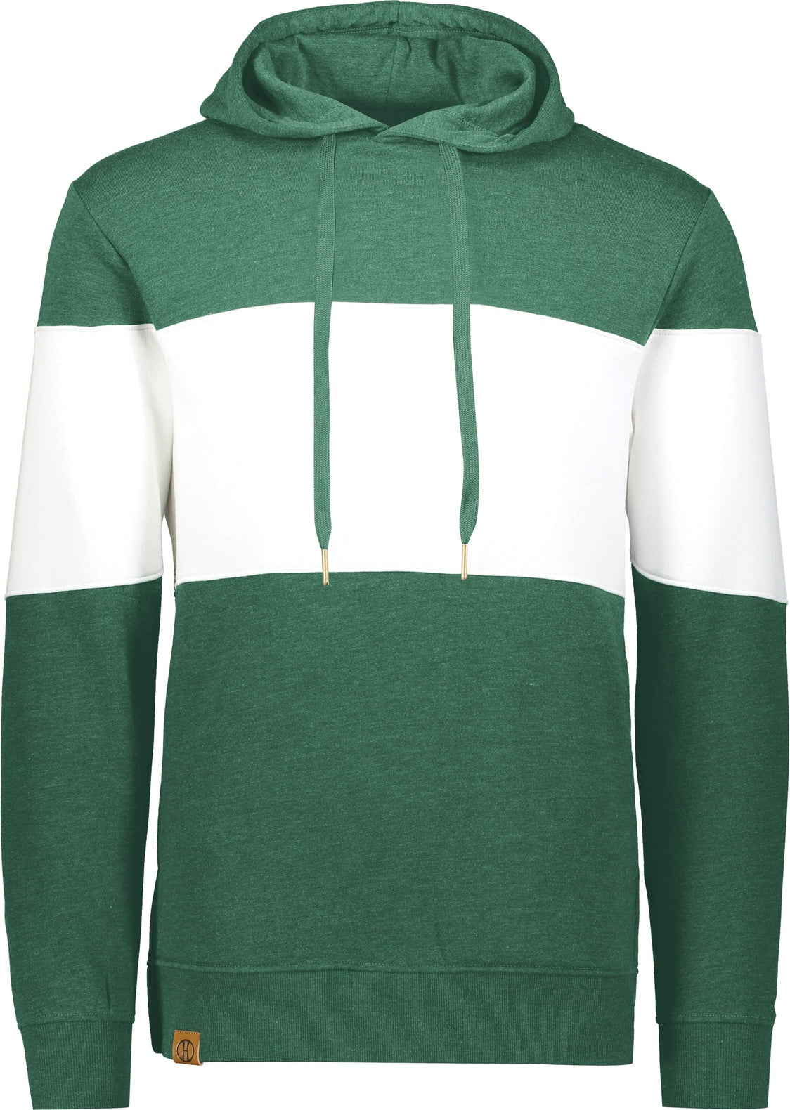 Front View of DARK GREEN HEATHER/WHITE ALL-AMERICAN HOODIE
