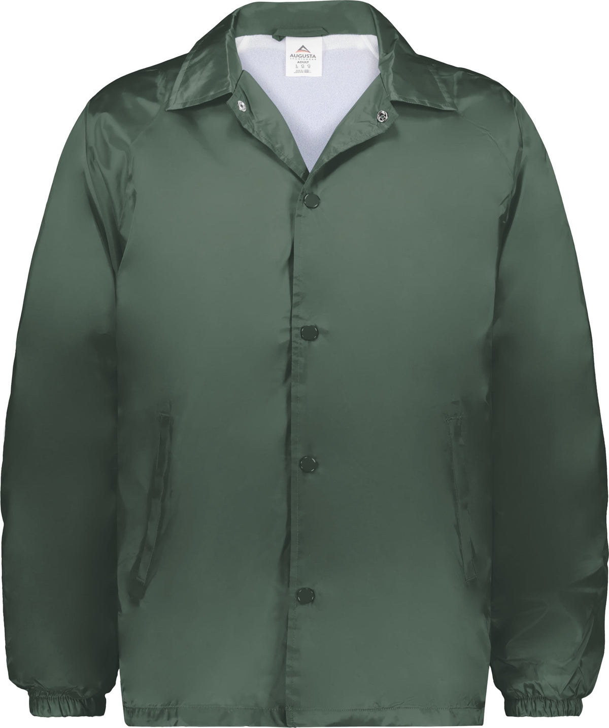 Front View of DARK GREEN NYLON COACH S JACKET/LINED