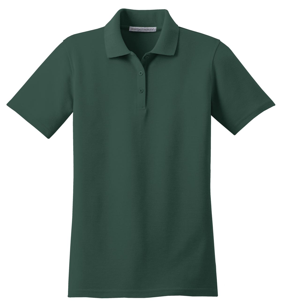 Front View of Dark Green Port Authority Women's Stain-Resistant Polo. L510