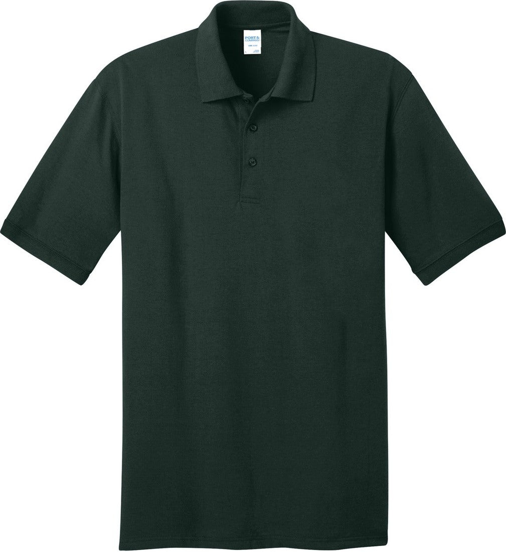Front View of Dark Green Port & Co Tall Core Blend Jersey Knit Polo. KP55T