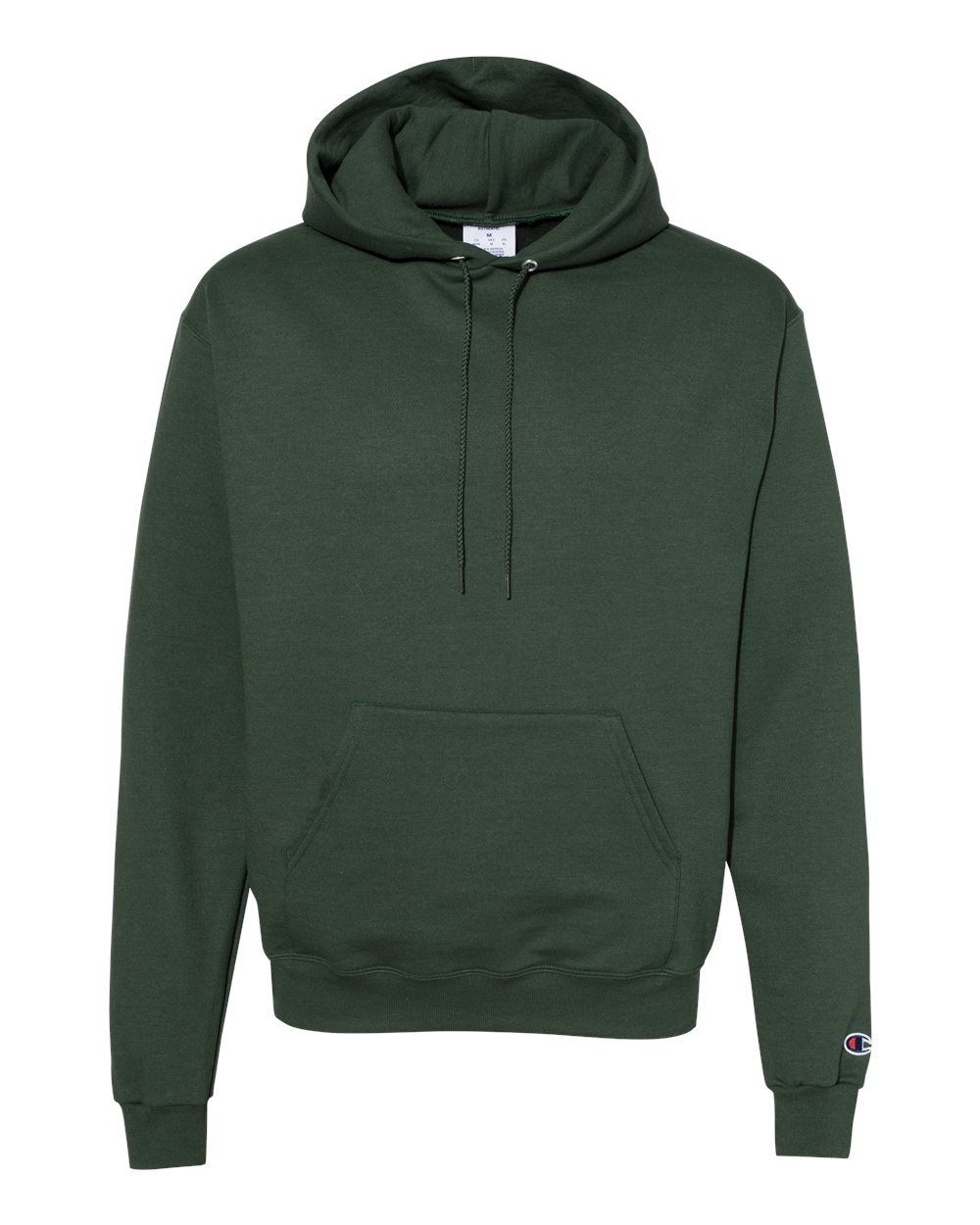 Front View of Dark Green Powerblend® Hooded Sweatshirt - S700
