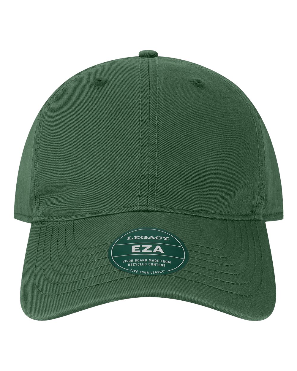 Front View of Dark Green Relaxed Twill Dad Hat - EZA