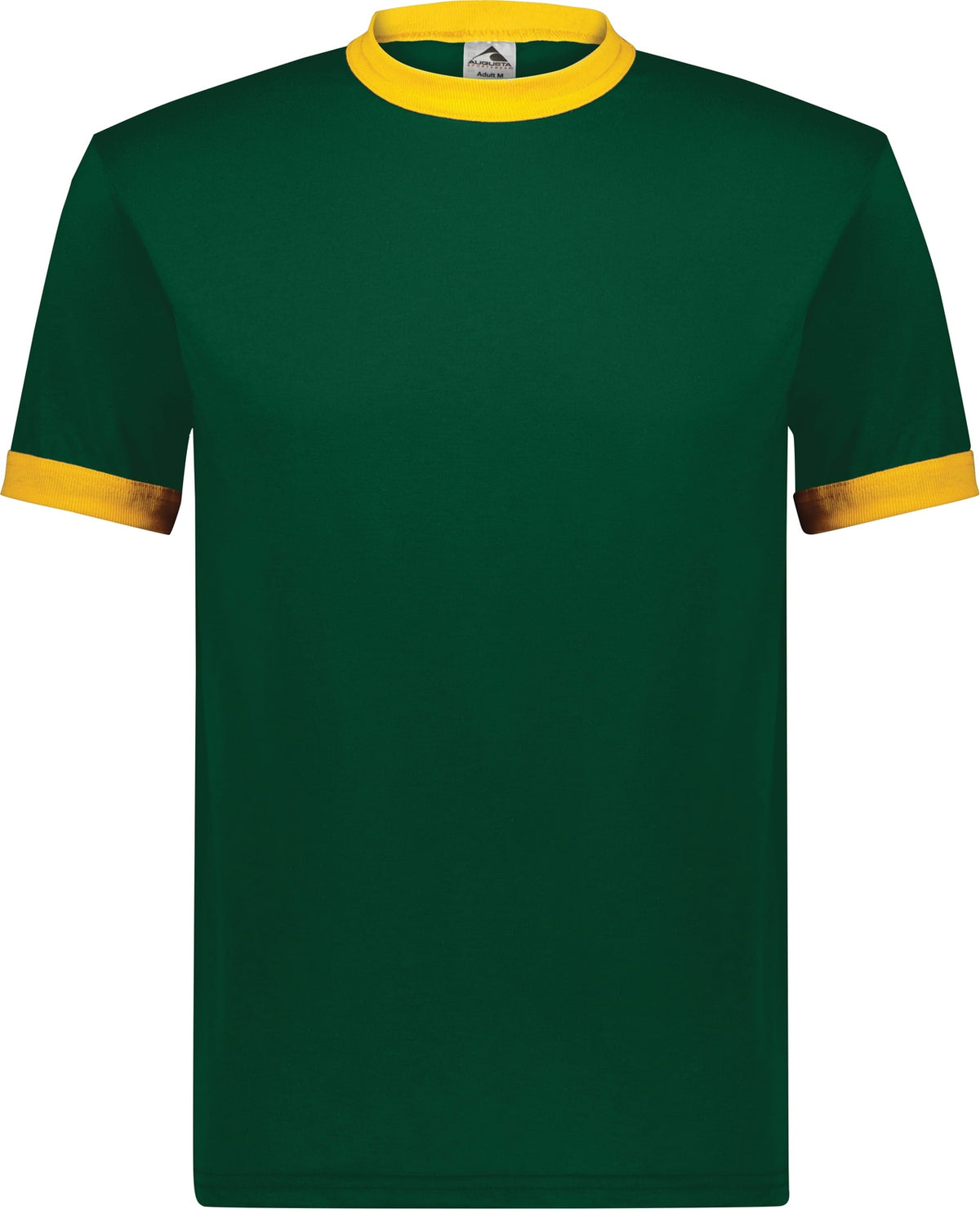 Front View of DARK GREEN/GOLD ADULT RINGER T-SHIRT
