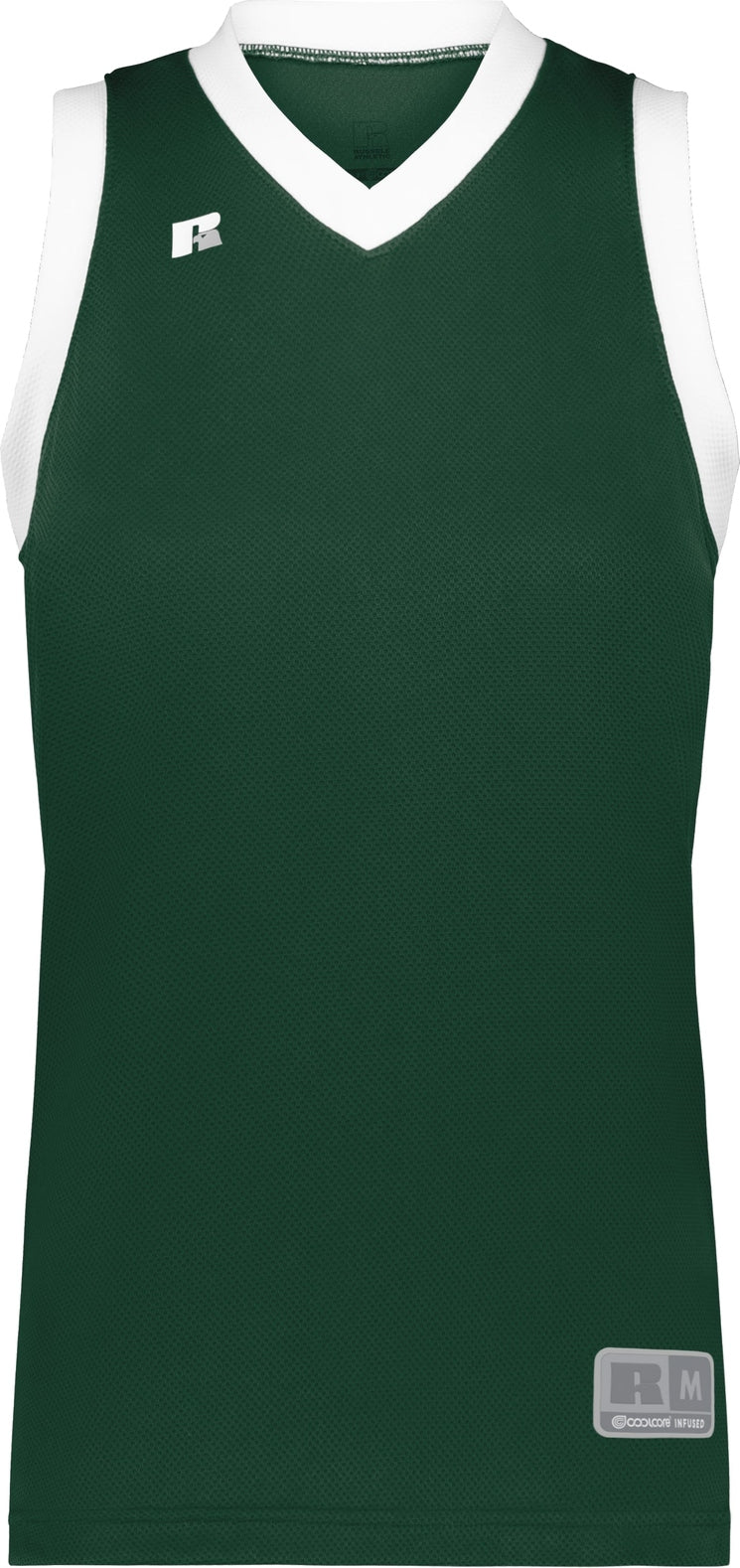 Front View of DARK GREEN/WHITE LDS COOLCORE ELITE JERSEY