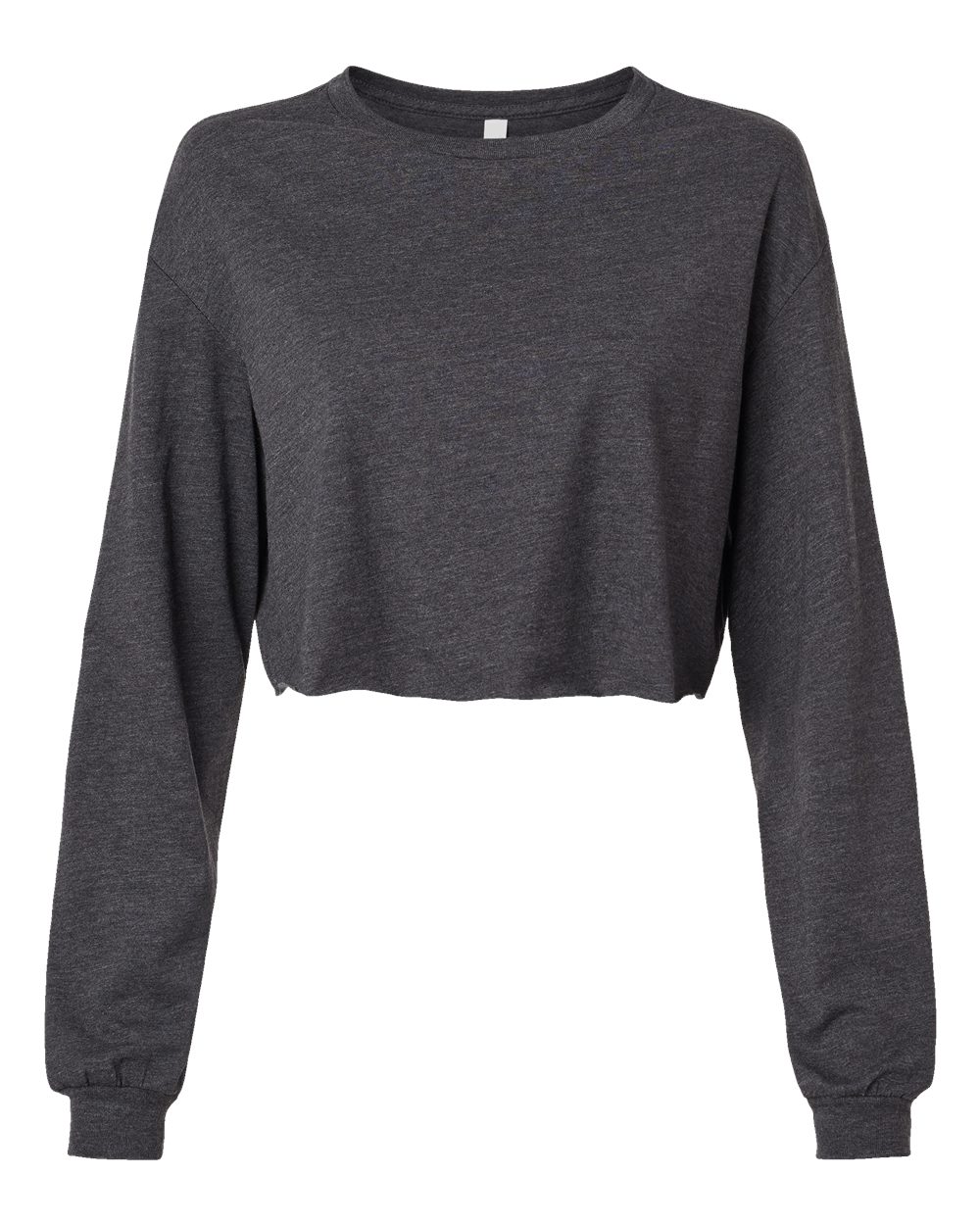 Front View of Dark Grey Heather FWD Fashion Women's Crop Long Sleeve Tee - 6501