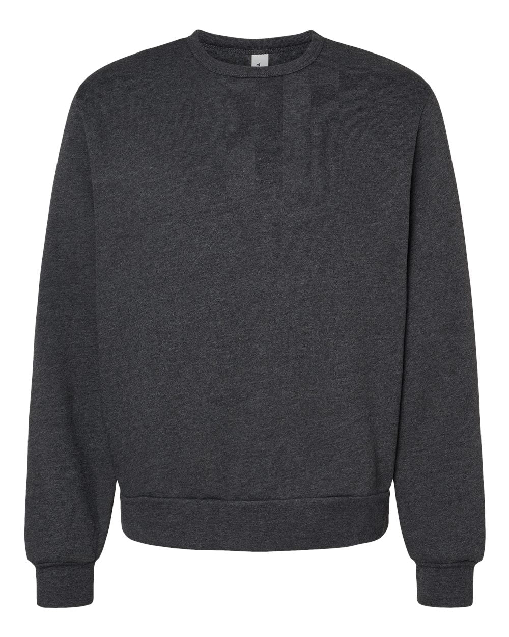 Front View of Dark Grey Heather Sponge Fleece Classic Crewneck Sweatshirt - 3911