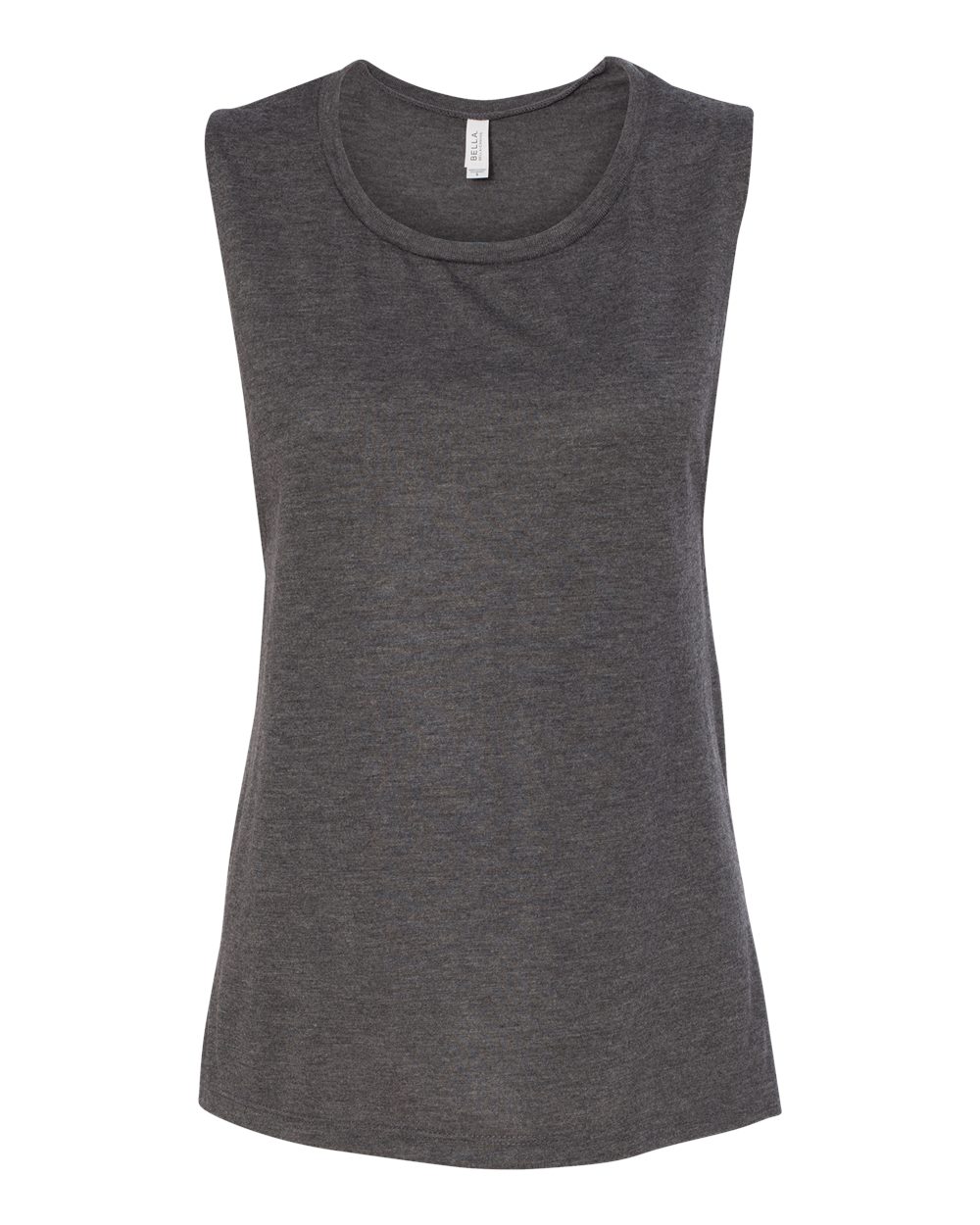 Front View of Dark Grey Heather Women's Flowy Scoop Muscle Tank - 8803