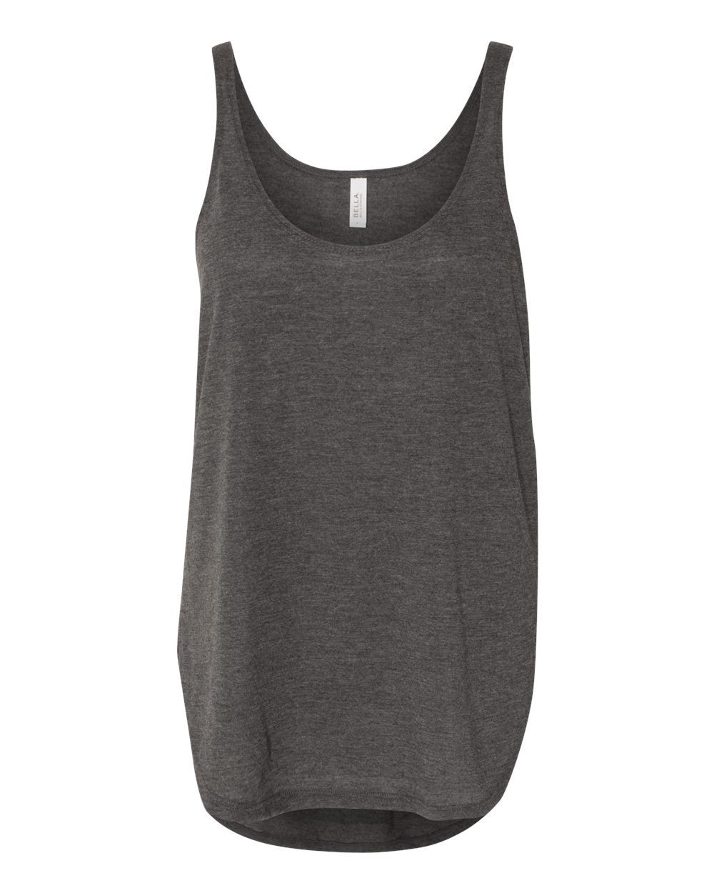 Front View of Dark Grey Heather Women's Flowy Tank with Side Slit - 8802