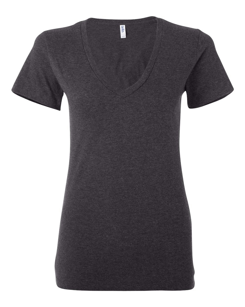 Dark Grey Heather Women’s Jersey Deep V-Neck Tee - 6035