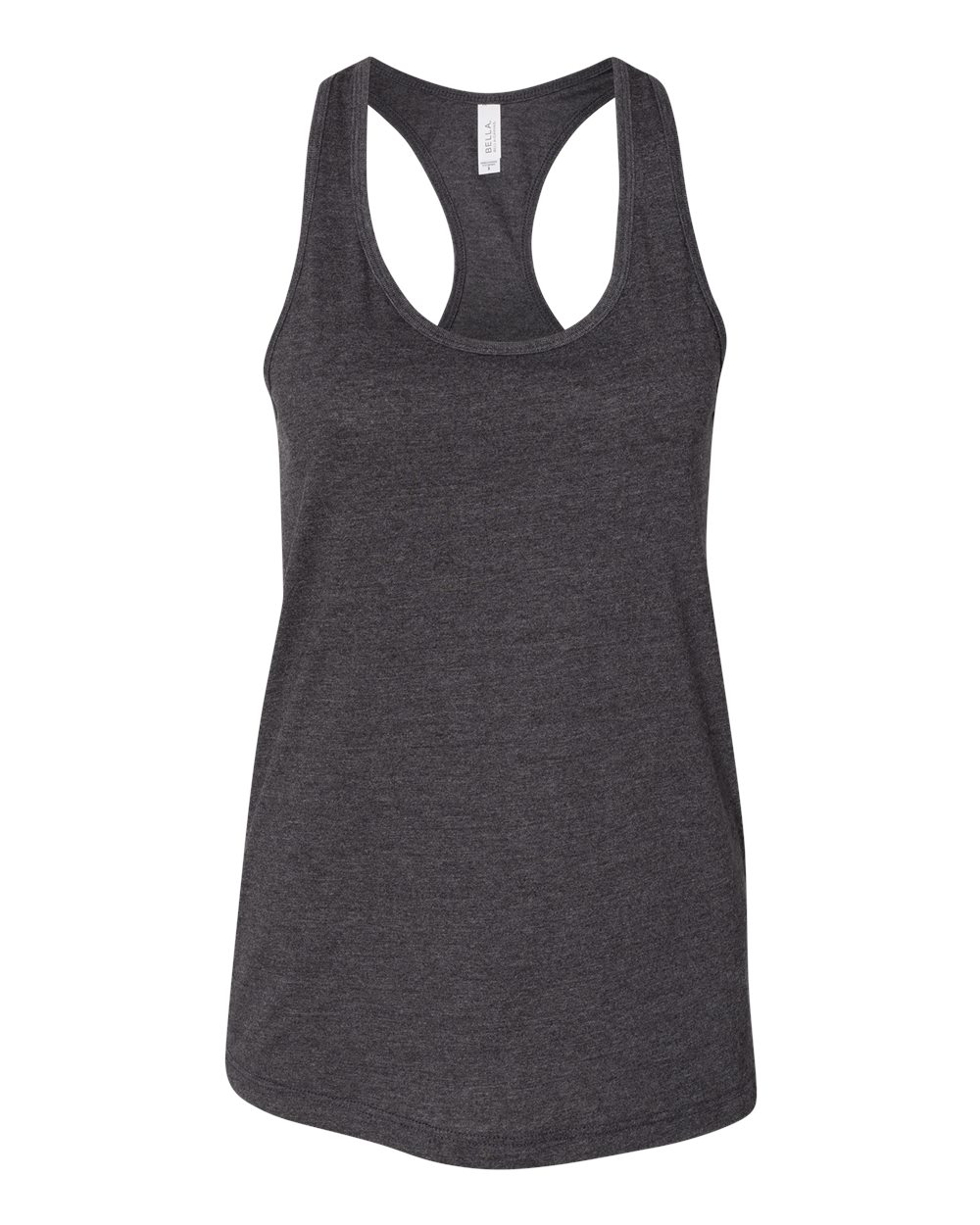 Front View of Dark Grey Heather Women&#39;s Jersey Racerback Tank - 6008