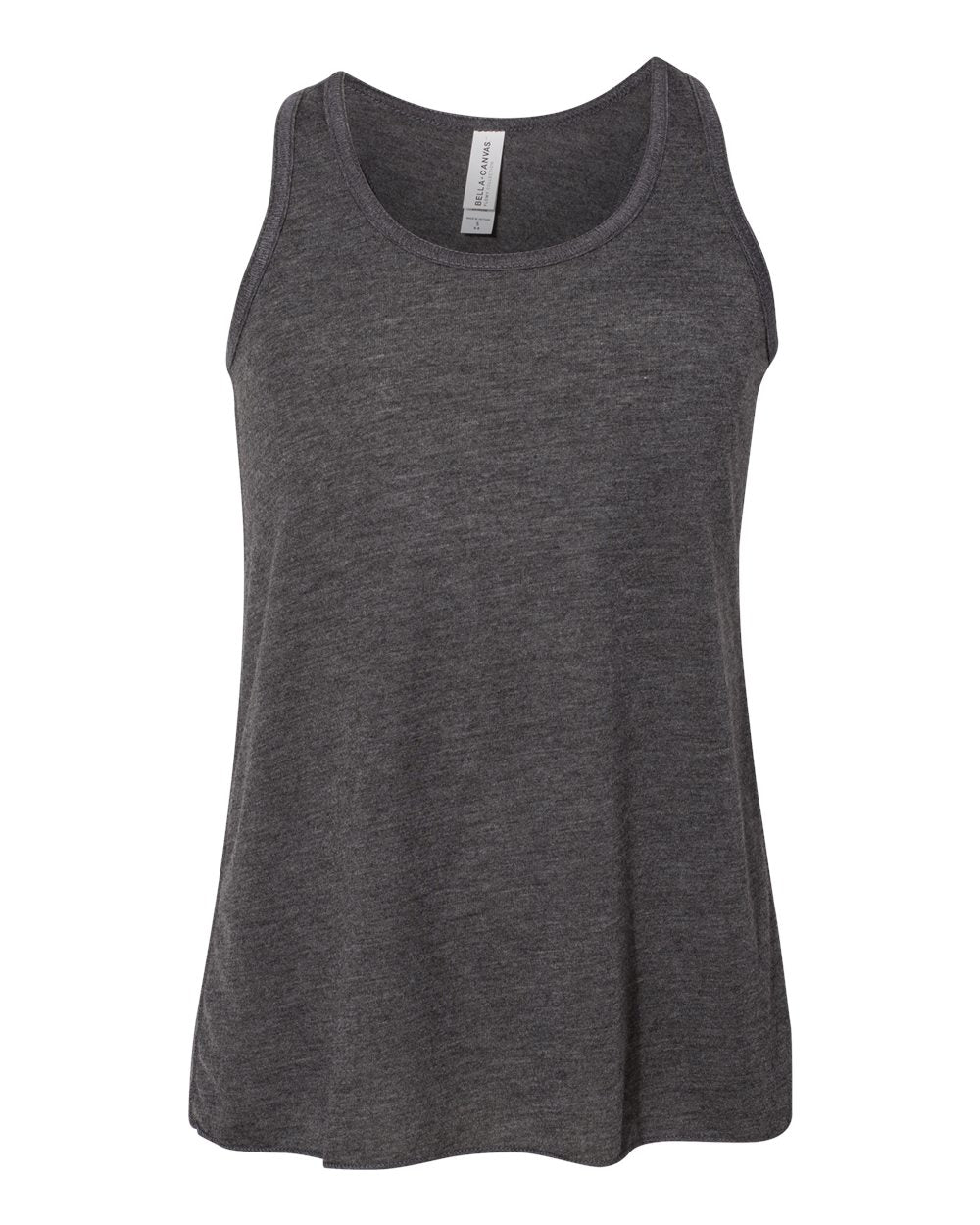 Front View of Dark Grey Heather Youth Flowy Racerback Tank - 8800Y