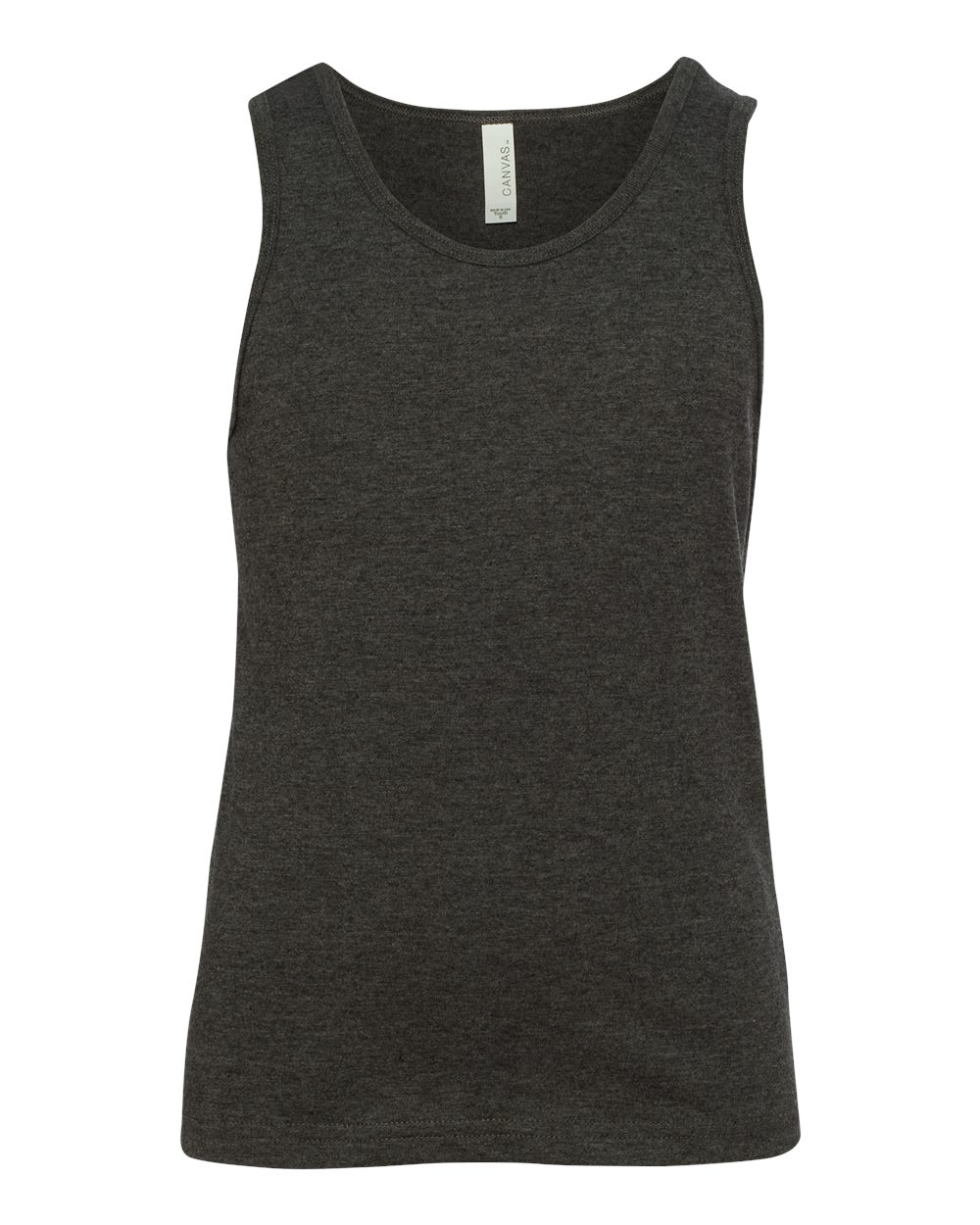 Front View of Dark Grey Heather Youth Heather CVC Tank - 3480YCVC