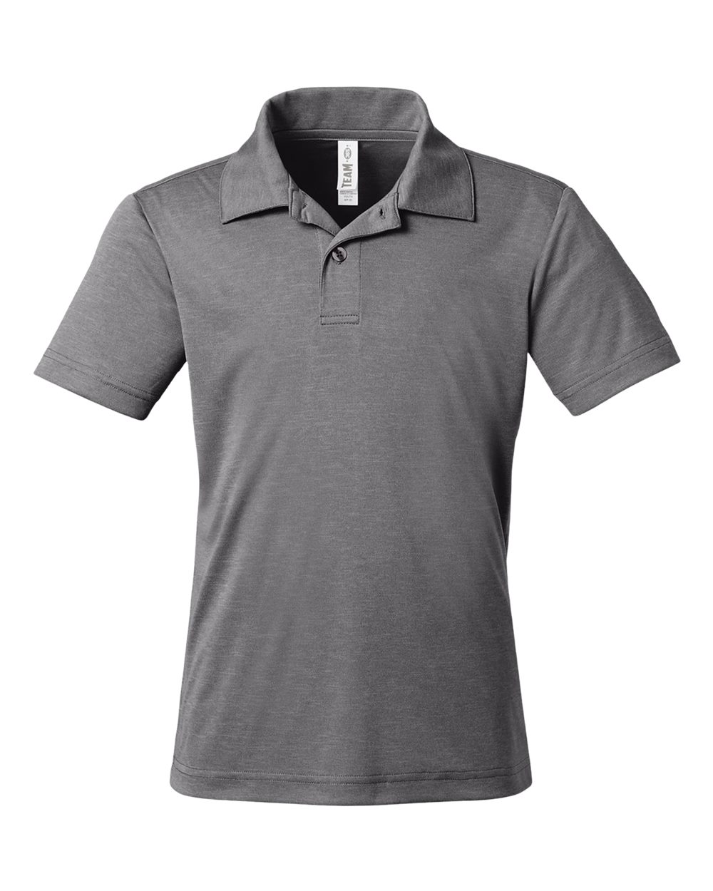 Front View of Dark Grey Heather Youth Zone Sonic Heather Performance Polo - TT51HY