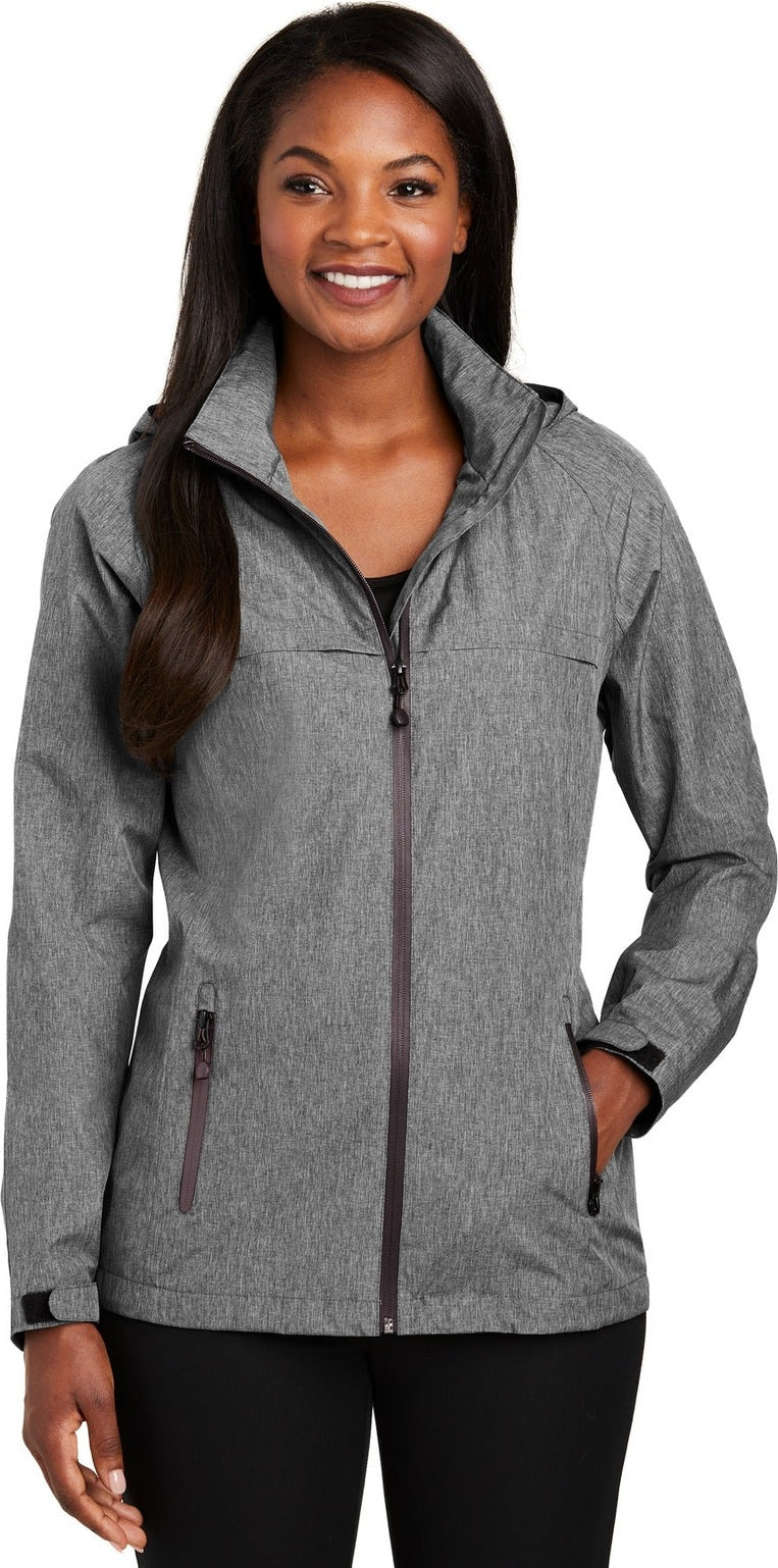 Front View of Dark Grey Hthr Port Authority Women's Torrent Waterproof Jacket. L333