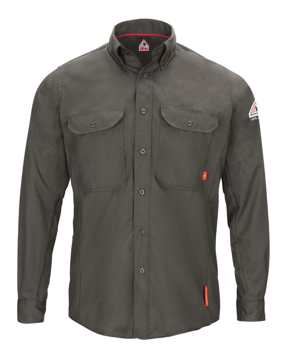 Front View of Dark Grey iQ Series® Long Sleeve Comfort Woven Lightweight Shirt - QS50