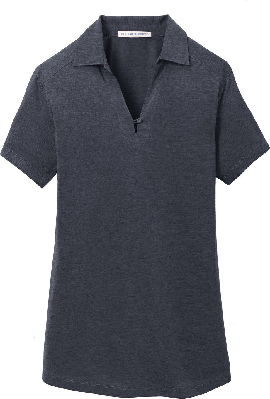 Front View of Dark Grey Port Authority Women's Digi Heather Performance Polo. L574