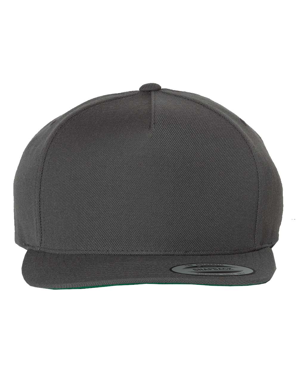 Front View of Dark Grey Premium Five-Panel Snapback Cap - 5089M