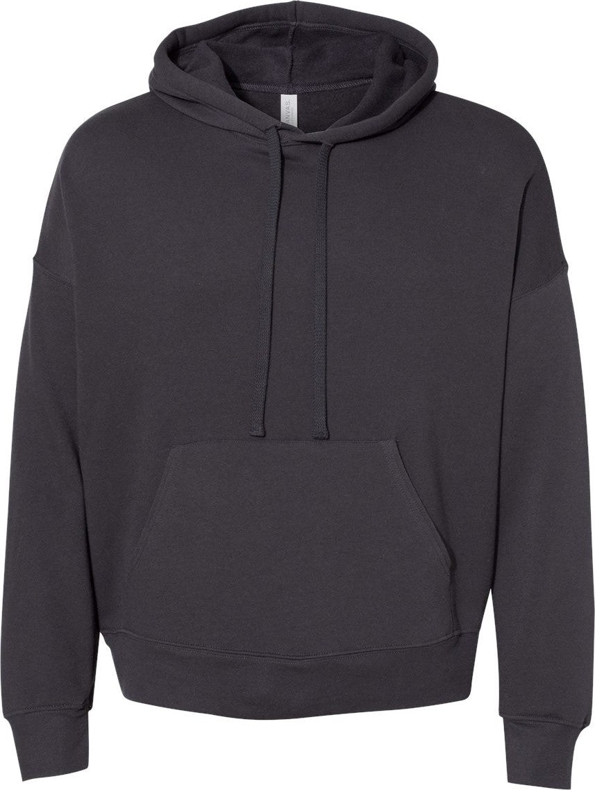 Front View of Dark Grey Sponge Fleece Drop Shoulder Hoodie - 3729