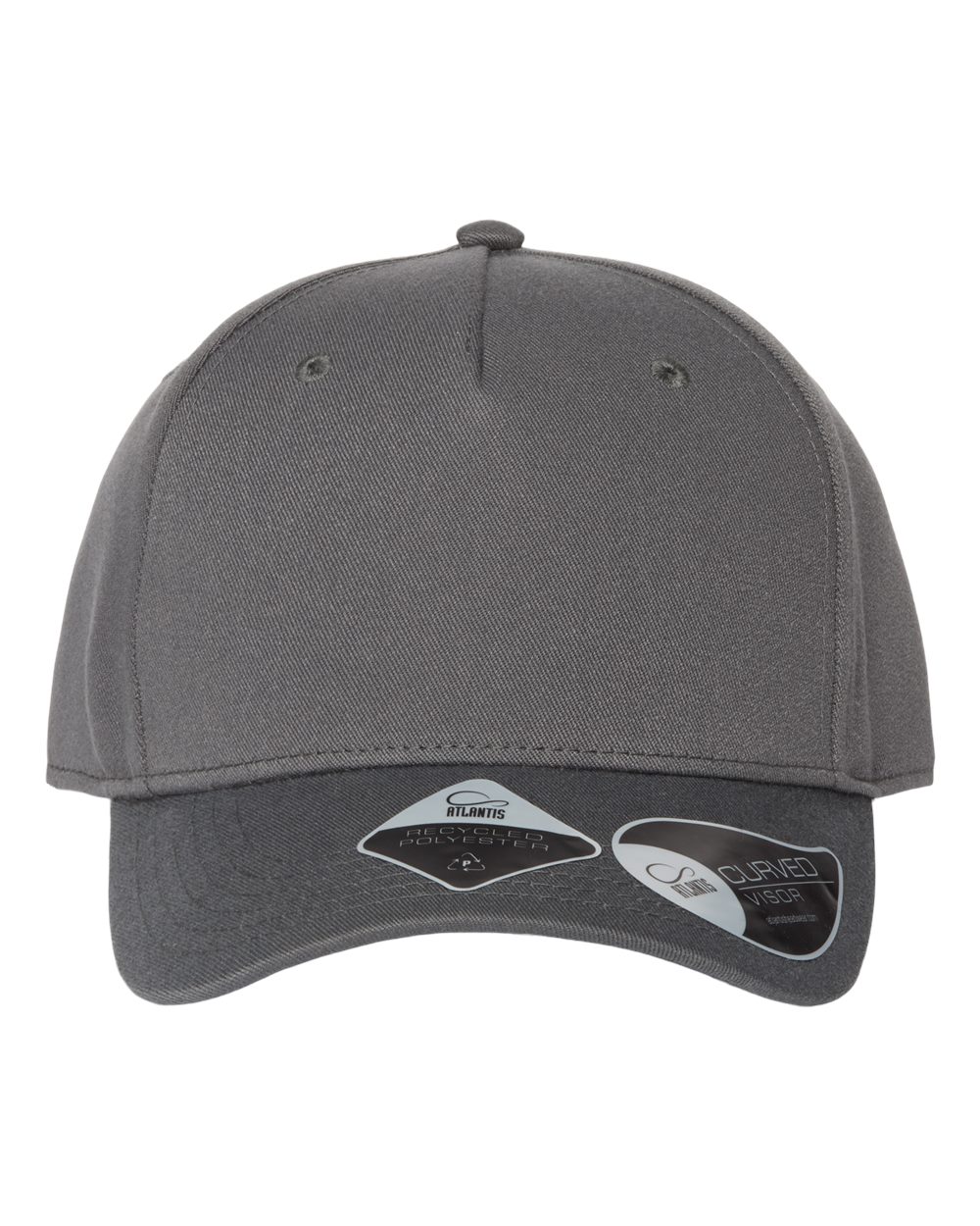 Front View of Dark Grey Sustainable Five-Panel Cap - FIJI