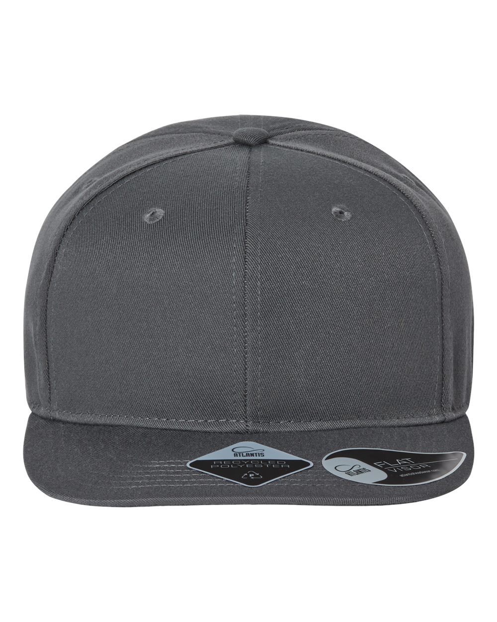 Front View of Dark Grey Sustainable Flat Bill Cap - JAMES