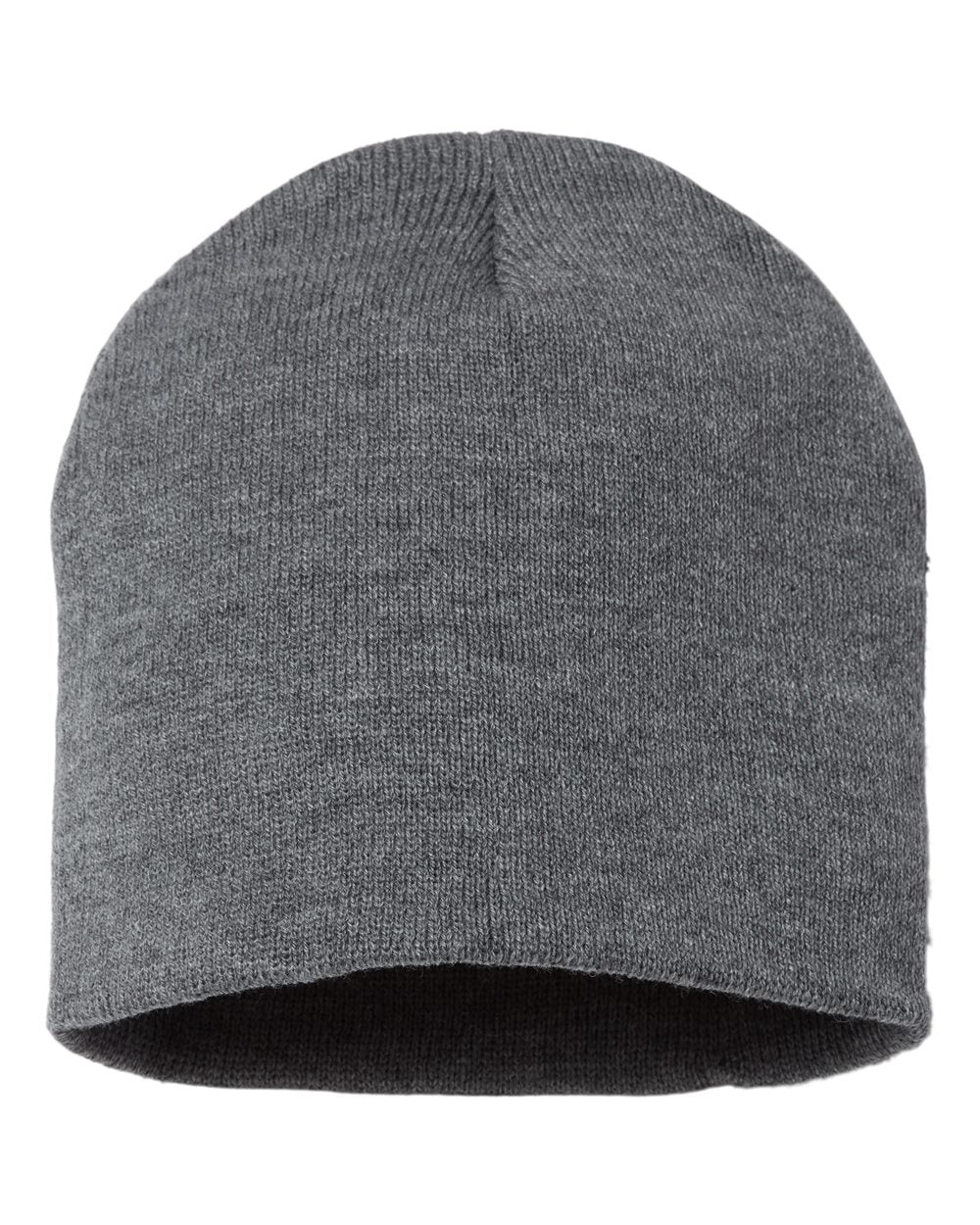 Front View of Dark Heather Grey 8" Beanie - SP08