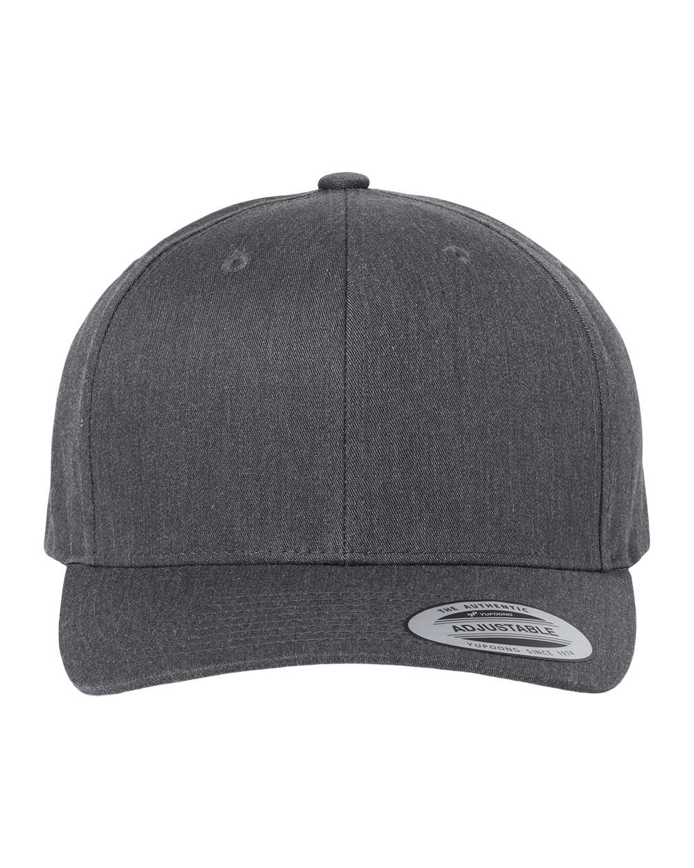 Front View of Dark Heather Grey CVC Snapback Cap - 6389