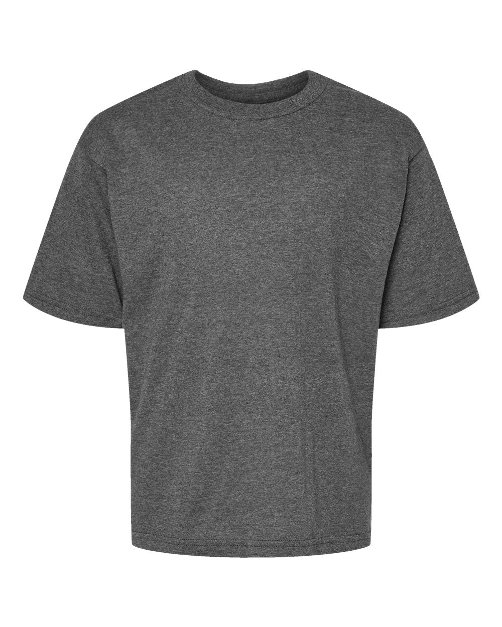 Front View of Dark Heather Youth Gold Soft Touch T-Shirt - 4850
