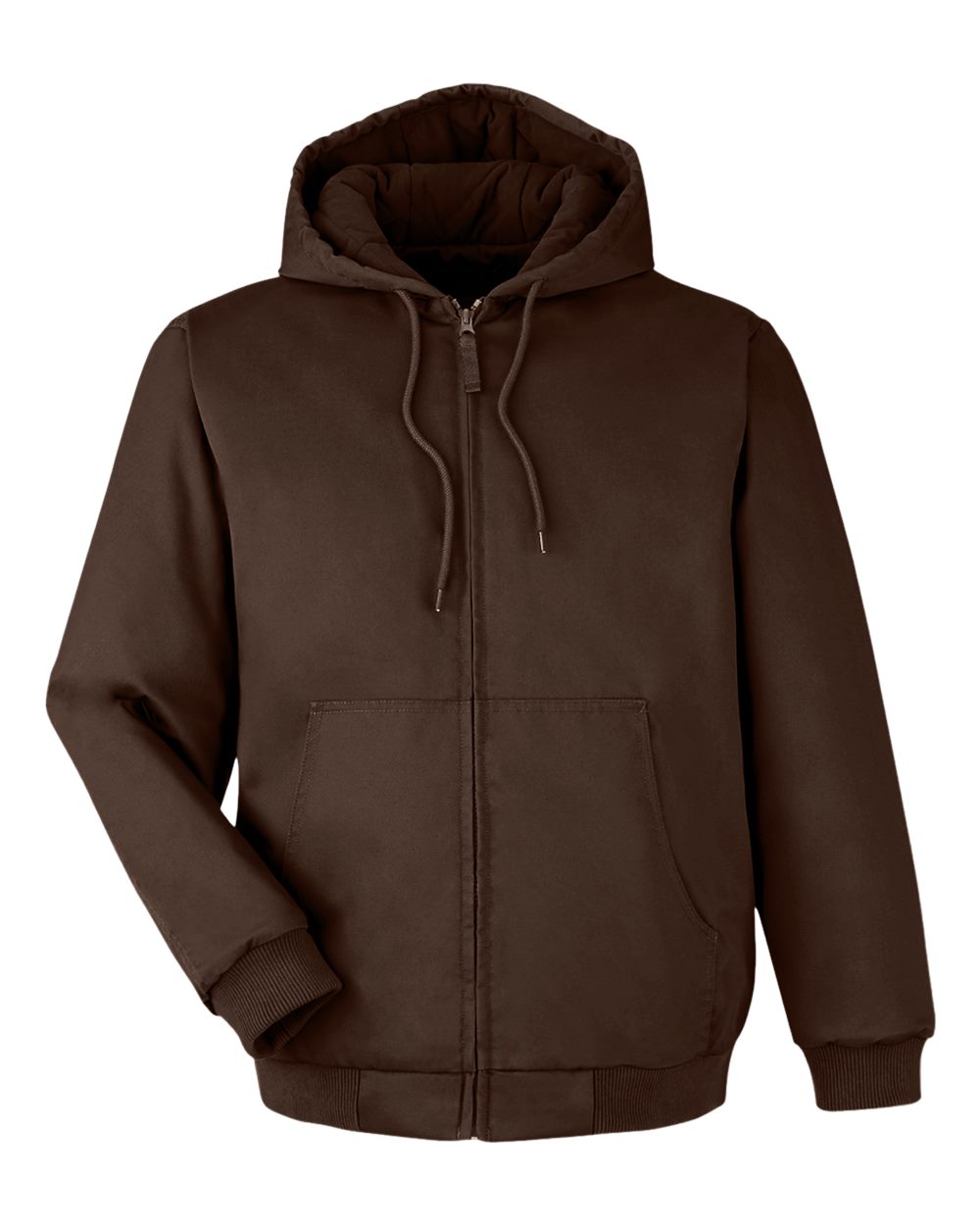 Front View of Dark Mocha Unisex ClimaBloc® Heavyweight Hooded Full-Zip Jacket - M722