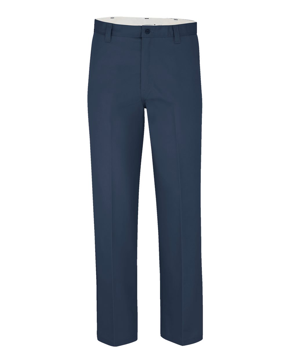 Front View of Dark Navy - 37 Unhemmed Industrial Flat Front Pants - Extended Sizes - LP92EXT