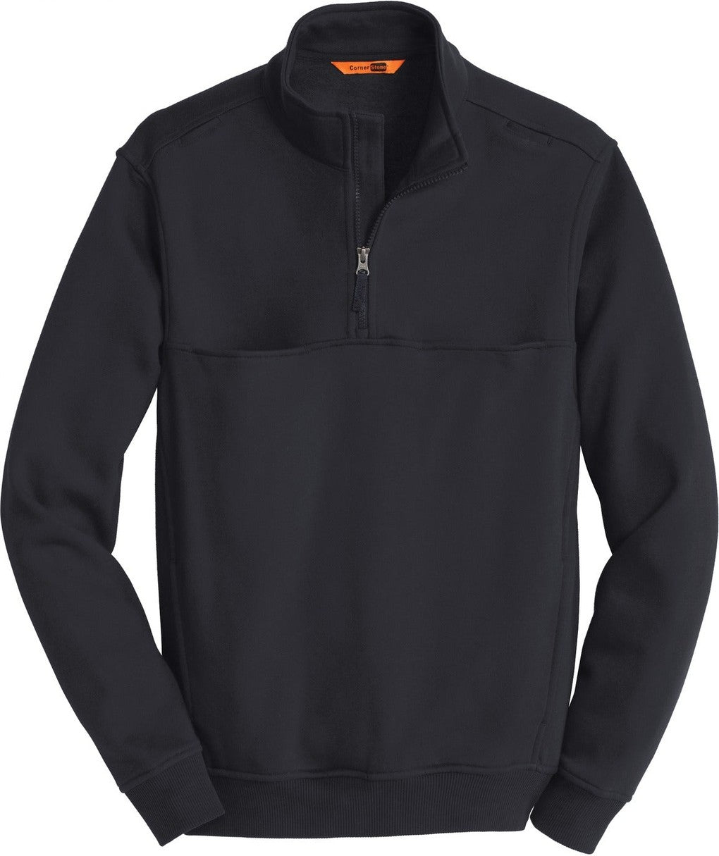 Front View of Dark Navy CornerStone 1/2-Zip Job Shirt. CS626