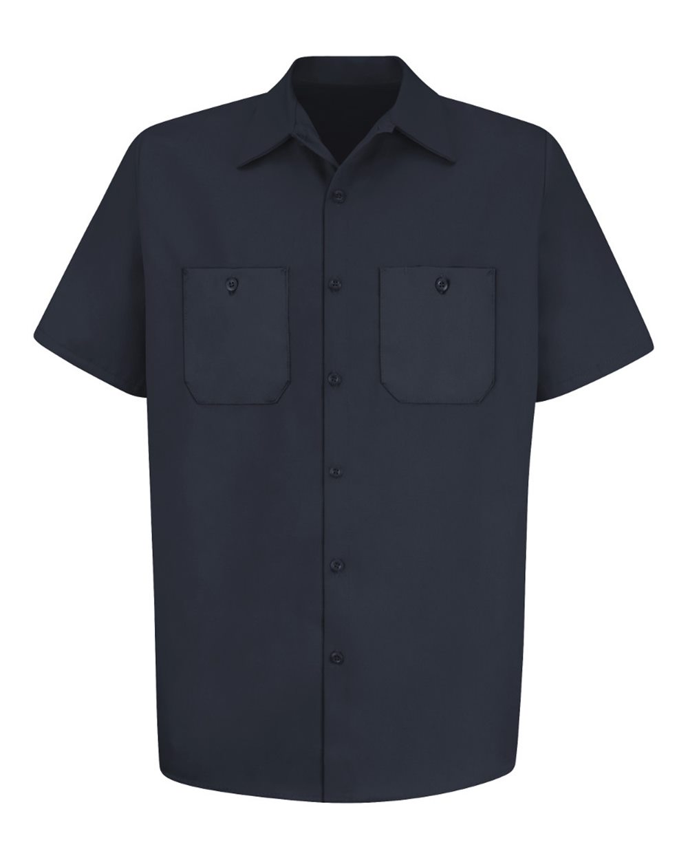 Front View of Dark Navy Cotton Short Sleeve Uniform Shirt - SC40