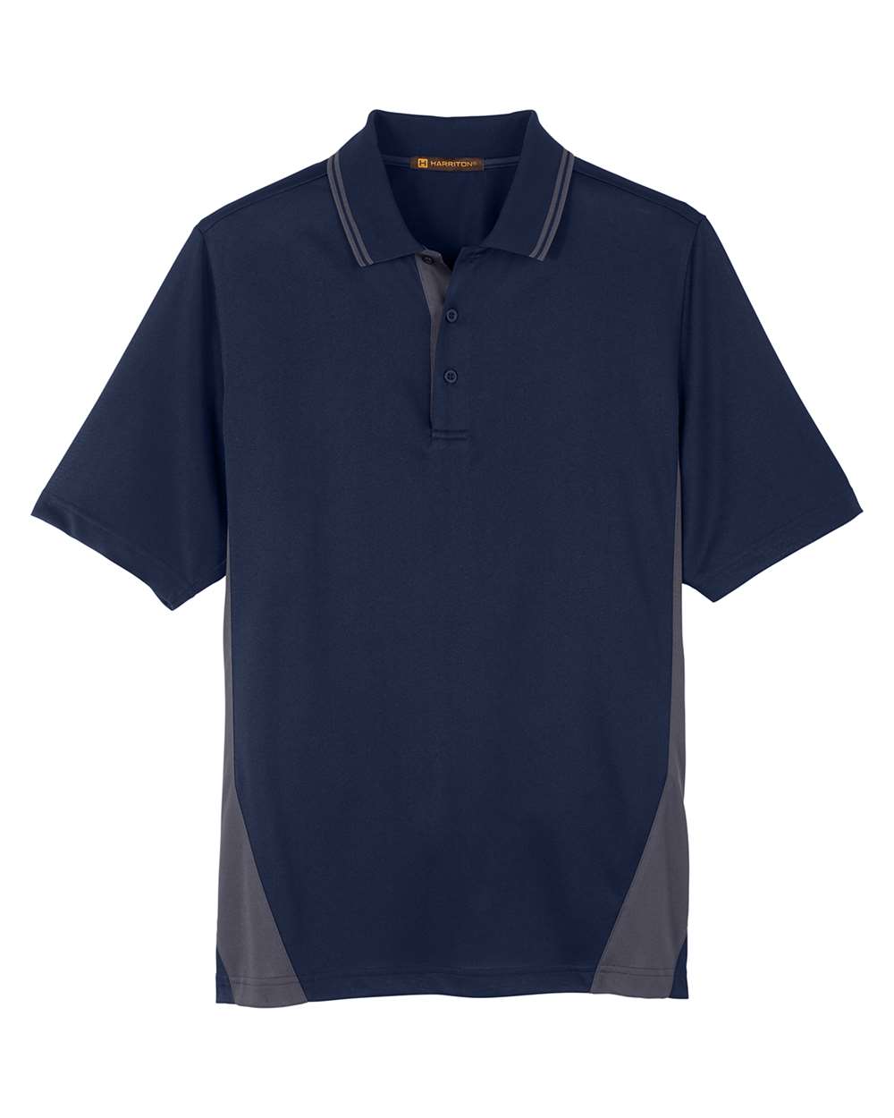 Front View of Dark Navy/ Dark Charcoal Men's Tall Flash Snag Protection Plus IL Colorblock Polo - M386T