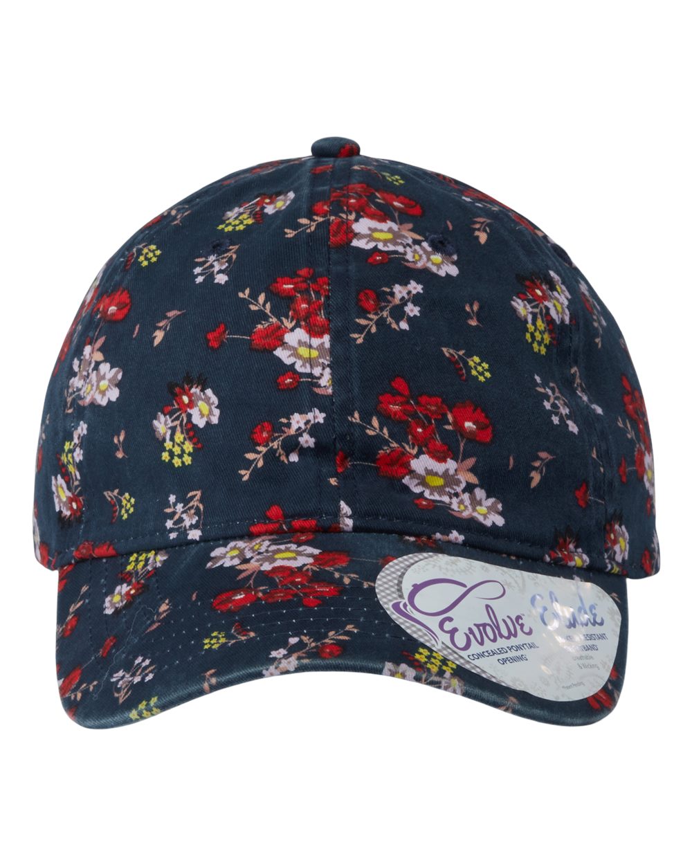 Dark Navy/ Floral Women's Garment-Washed Fashion Print Cap - HATTIE