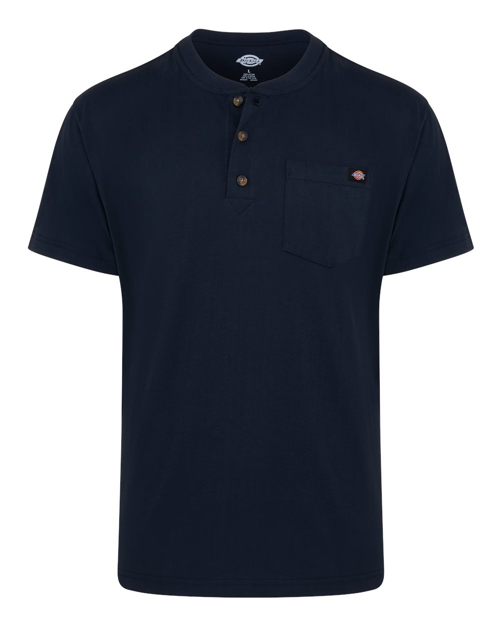 Front View of Dark Navy Heavyweight Traditional Short Sleeve Henley - WS51