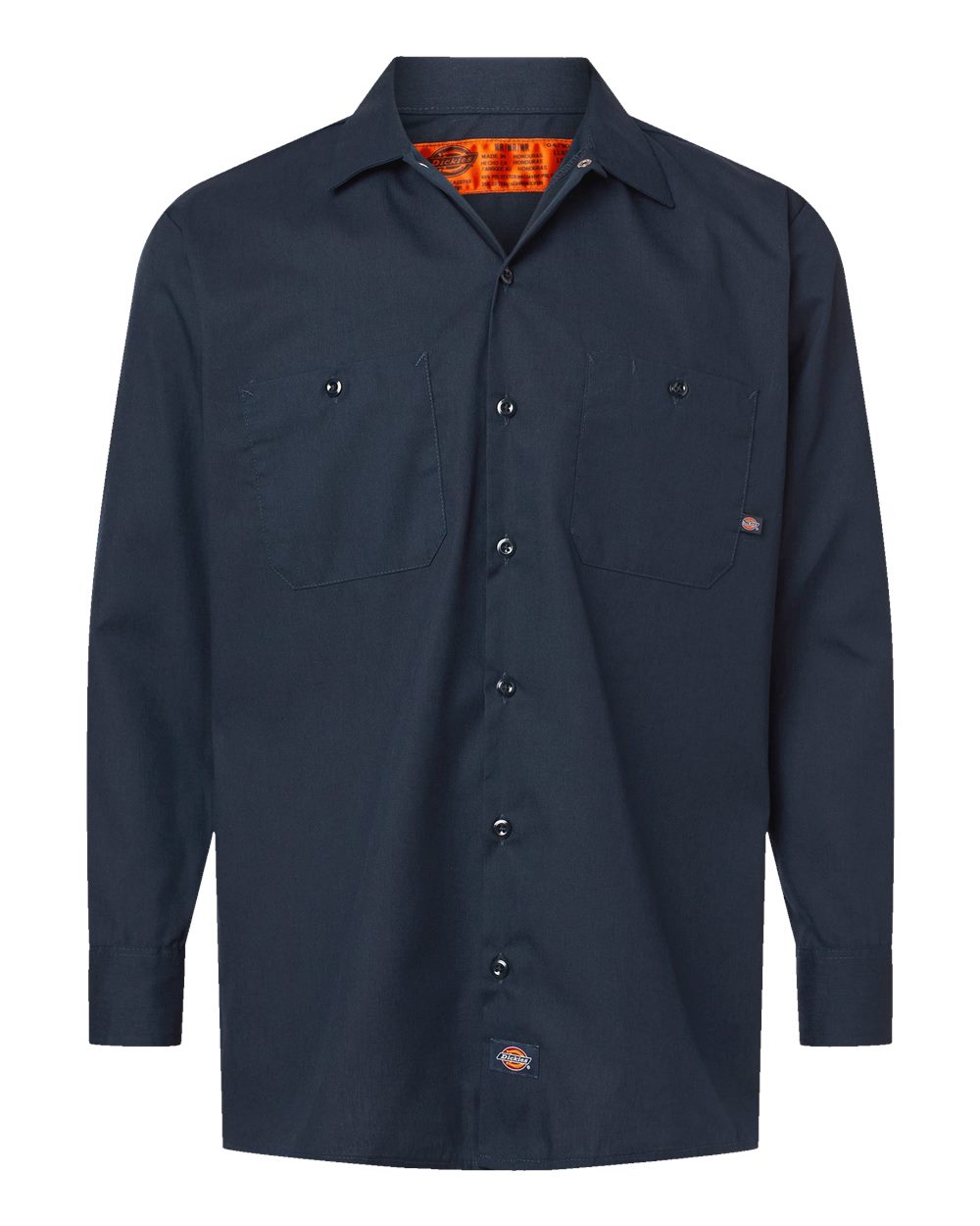 Front View of Dark Navy Industrial Long Sleeve Work Shirt - Tall Sizes - L535T