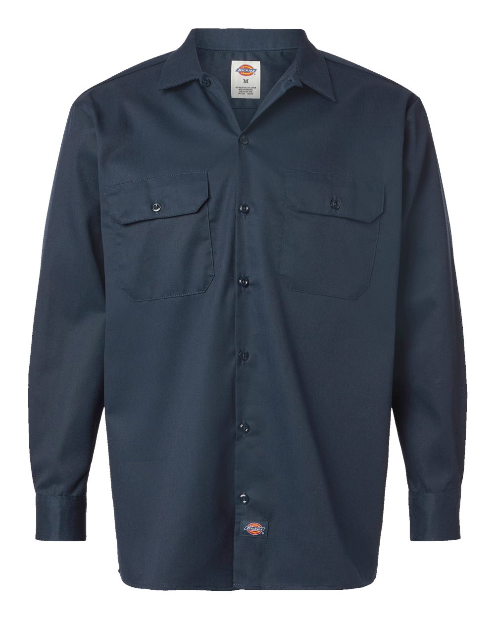 Front View of Dark Navy Long Sleeve Work Shirt - Tall Sizes - 5574T